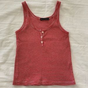 brandy melville red and white striped button tank top
